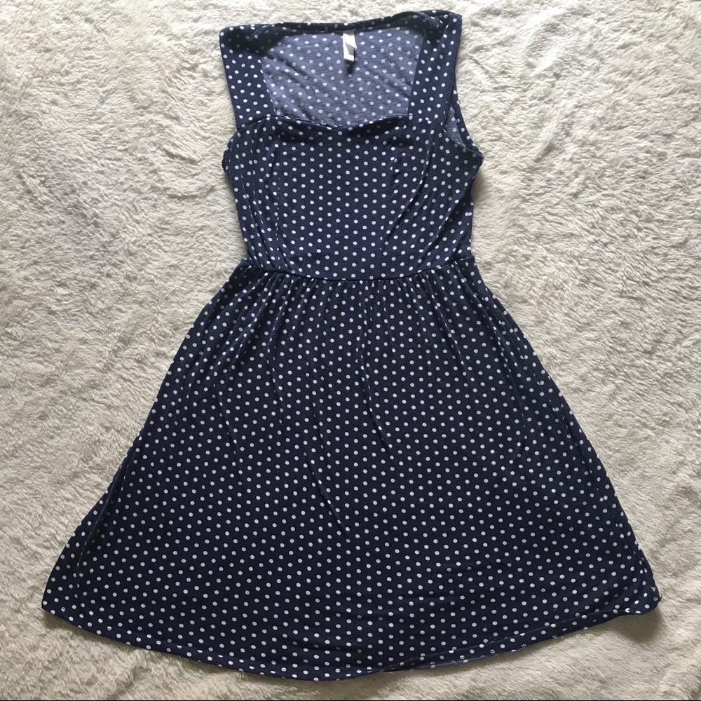 Xhilaration | Navy Polka Dot Dress